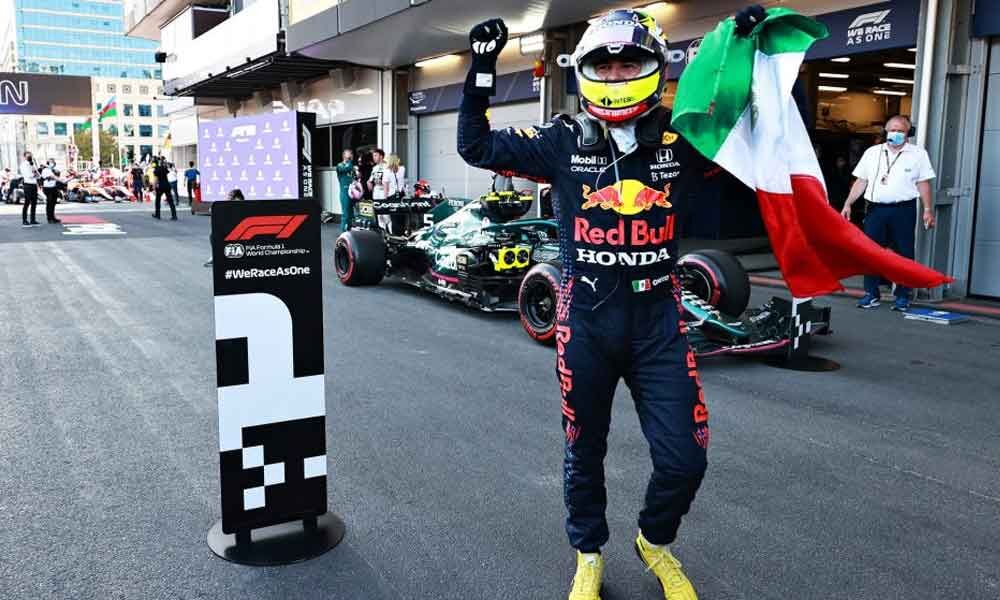 F1 2021 Sergio Perez wins Baku GP in chaotic finish after Red Bull