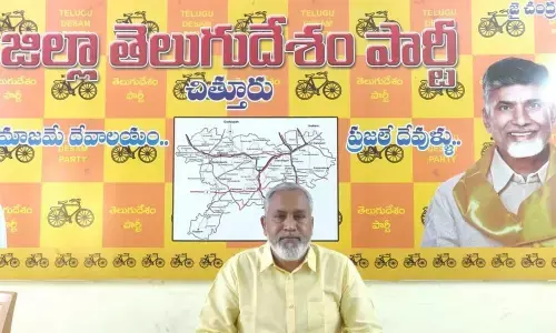 TDP district president P Nani speaking to media at party office in Chittoor on Wednesday