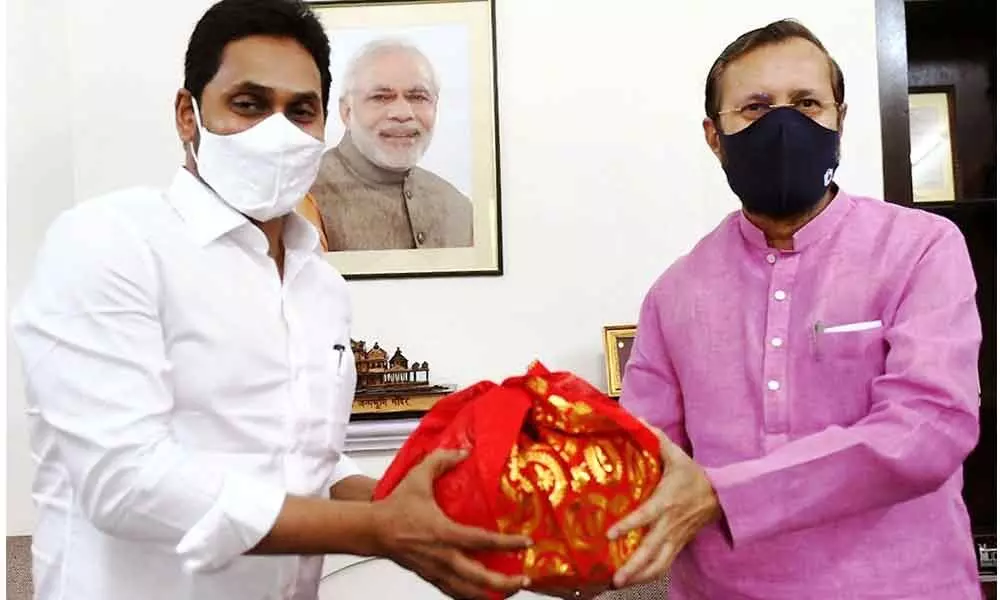 Andhra Pradesh Chief Minister YS Jagan Mohan Reddy meets Union Minister Prakash Javadekar at his residence, in New Delhi on Thursday