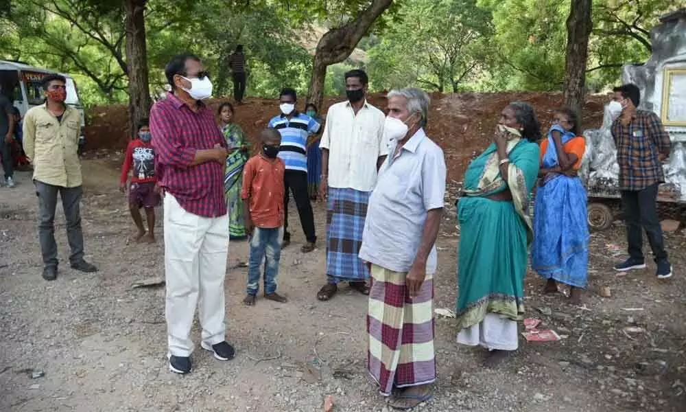 MLA Bhumana Karunakar Reddy interacting with people at Jeevakona area on Thursday