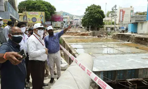 SCR GM Gajanan Mallya inspecting Rayal Cheruvu Road RUB work in Tirupati on Saturday