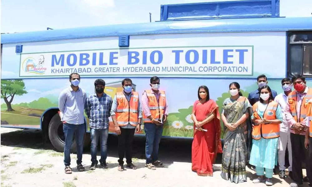 Mayor Gadwal Vijayalaxmi inaugurates five mobile toilets