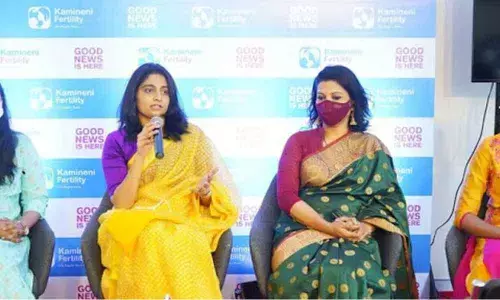 Dr Gayatri Kamineni, Dy. COO & Director, Kamineni Fertility Centre; briefing media about the World-class new fertility centre - Kamineni Fertility at Kokapet