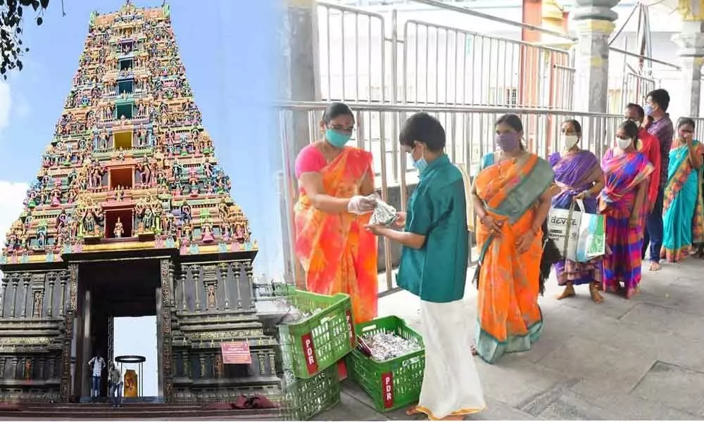 Distribution of food resumes at Durga temple