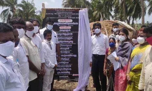 Collector D Muralidhar Reddy laying foundation for building construction works