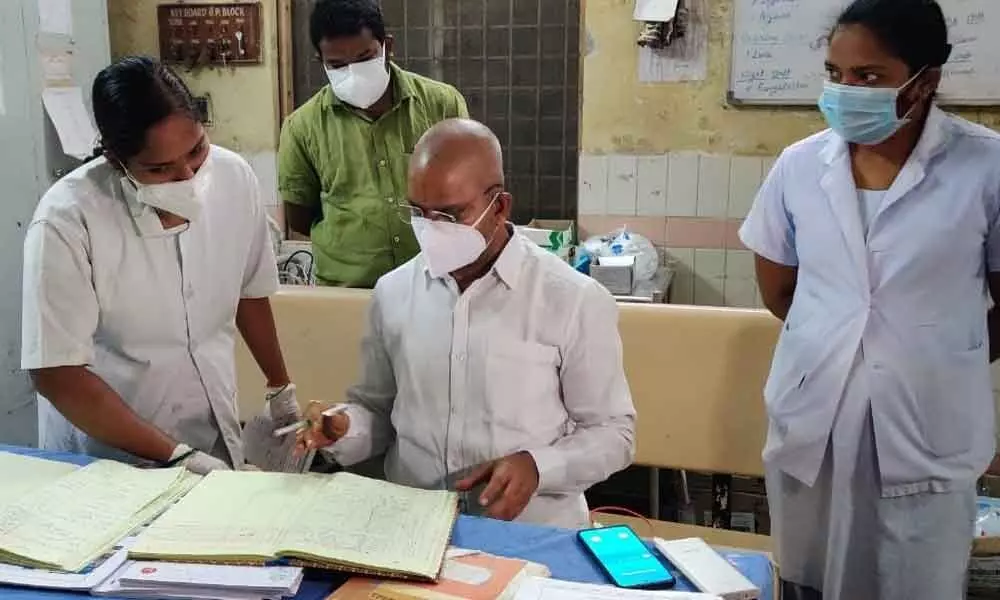 Ramagundam MLA,  K Chander inspecting the Government Hospital at Godavarikhani in Peddapalli district