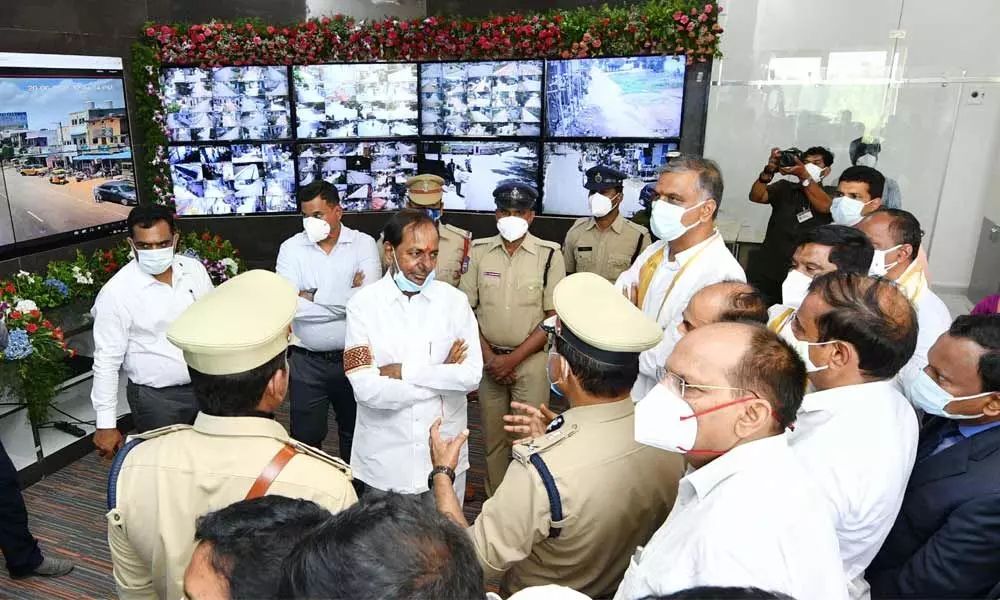 Chief Minister KCR at the inauguration of the Police Commissionerate Building at Siddipet on Sunday