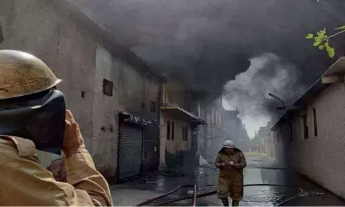 Fire breaks out at shoe factory in Delhis Udyog Nagar