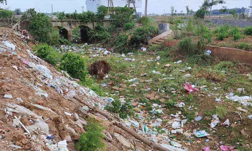Silt accumulated in Vamsadhara canal which covers several villages in Amudalavalasa, Srikakulam rural and Gara mandals