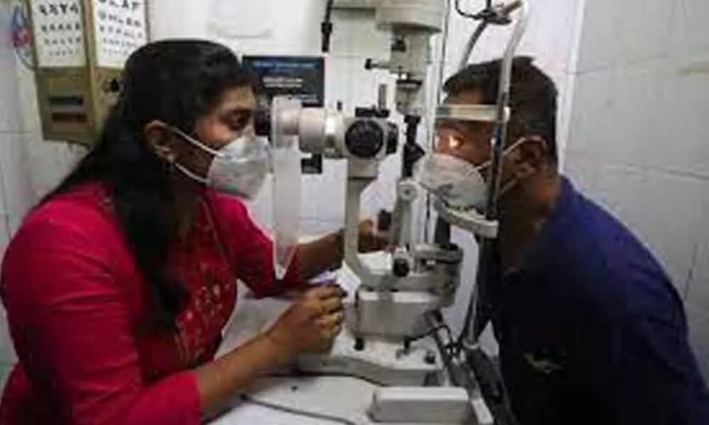 Mucormycosis infection eye check by a doctor