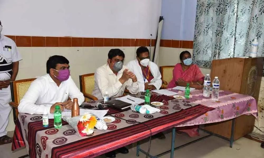 Krishna district collector J Nivas  conducting meeting with the doctors at old Government General Hospital in Vijayawada on Thursday