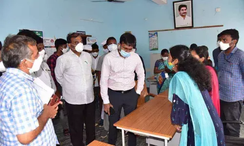 District Collector CH Hari Kiran inspecting construction of RBK in Anantharajupuram village on Thursday