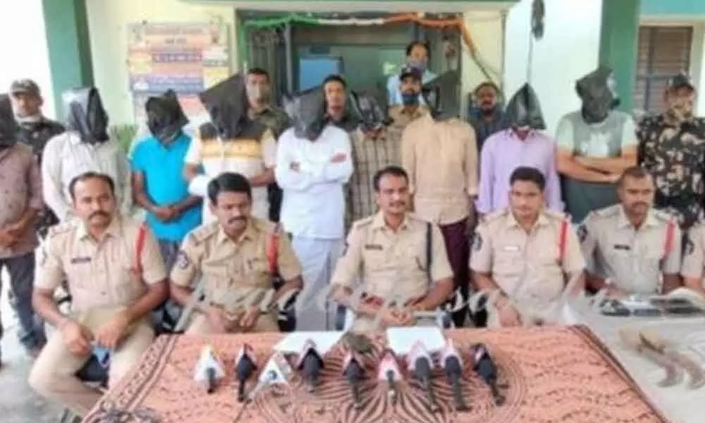 Nandyal DSP M Chidananda Reddy addressing the media at Panyam police station on Friday.