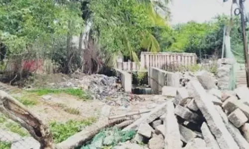 Come rains, Amberpet sees nala walls crashing