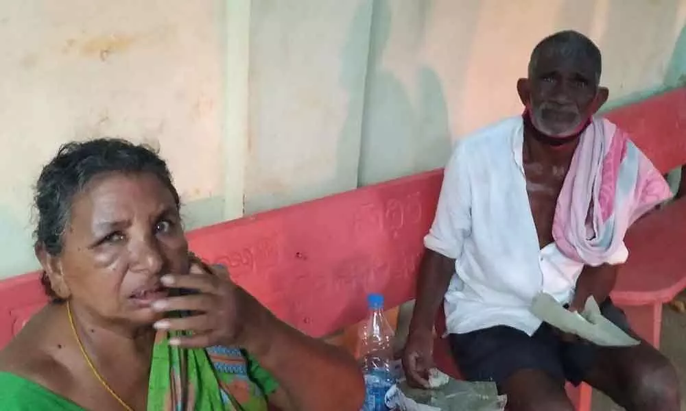 The elderly couple, who were beaten by locals, in Madhira town