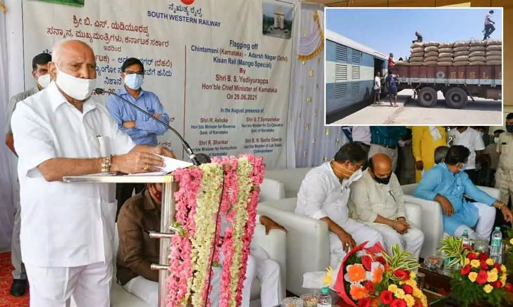 CM Yediyurappa flags off Kisan Rail service to Delhi from Chintamani