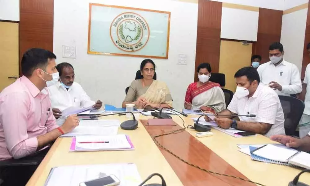Education Minister Sabitha Indra Reddy conducted a video conference on Haritha Haram