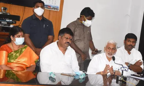 Rajya Sabha member MP V Vijayasai Reddy addressing media in Visakhapatnam on Tuesday