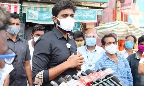 MP Bharat Ram addressing the media in Rajamahendravaram on Tuesday