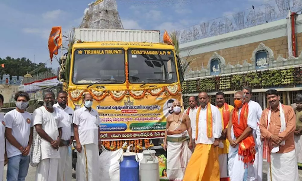 Organic foodgrains, cereals, dryfruits and Desi cow ghee worth Rs.1 crore donated to TTD