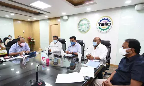KTR was holding discussions along with Ministers S Niranjan Reddy and Gangula Kamalakar, Chief Secretary Somesh Kumar and other officials.