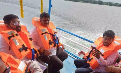 Tourism Minister Muttamsetti Srinivasa Rao after inaugurating a tourist spot at Gandi Pochamma temple of East Godavari district on Thursday