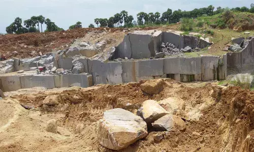 A granite quarry at Jagatimettu in Tekkali mandal