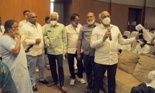 Participants at a meeting organised by  the municipal corporation in Vijayawada on Saturday