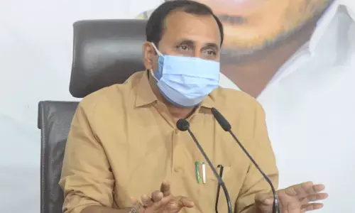 YSRCP MLA Alla Rama Krishna Reddy addressing the media at party’s central office in Tadepalli on Sunday