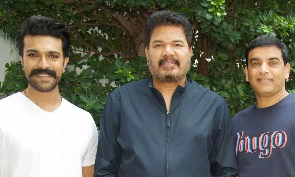 Ram Charan, Director Shankar and Dil Raju