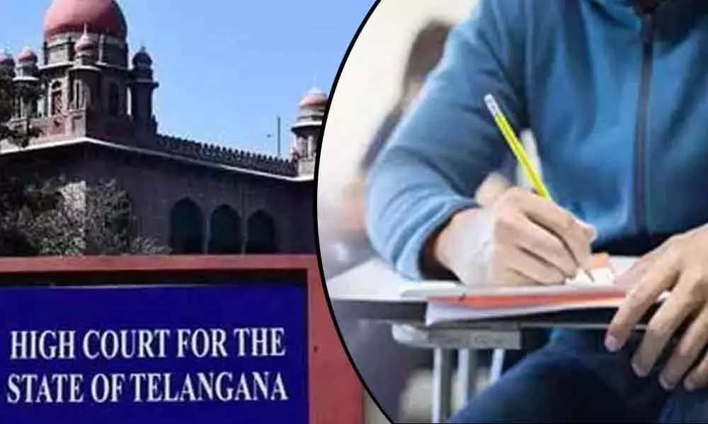 Telangana High Court (Left); Exams (Image / Representational Image)