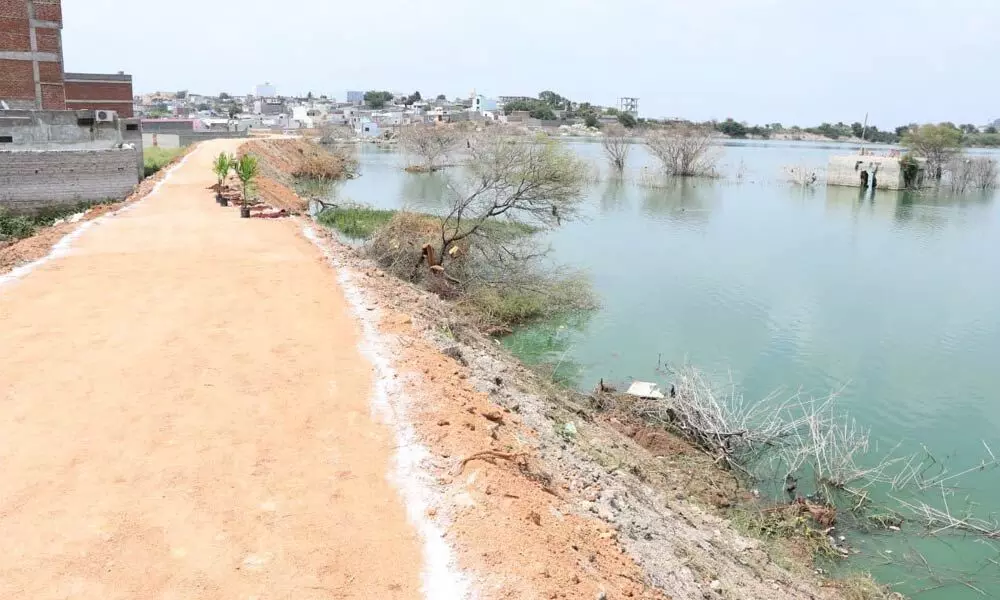 Osman Nagar Lake bund work gains pace