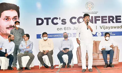 Transport Minister Perni Nani addressing officials of the department in Vijayawada on Tuesday