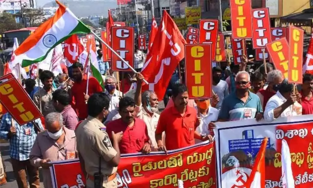 Vizag steel plant workers held protests as the centre appoint a legal advisory centre