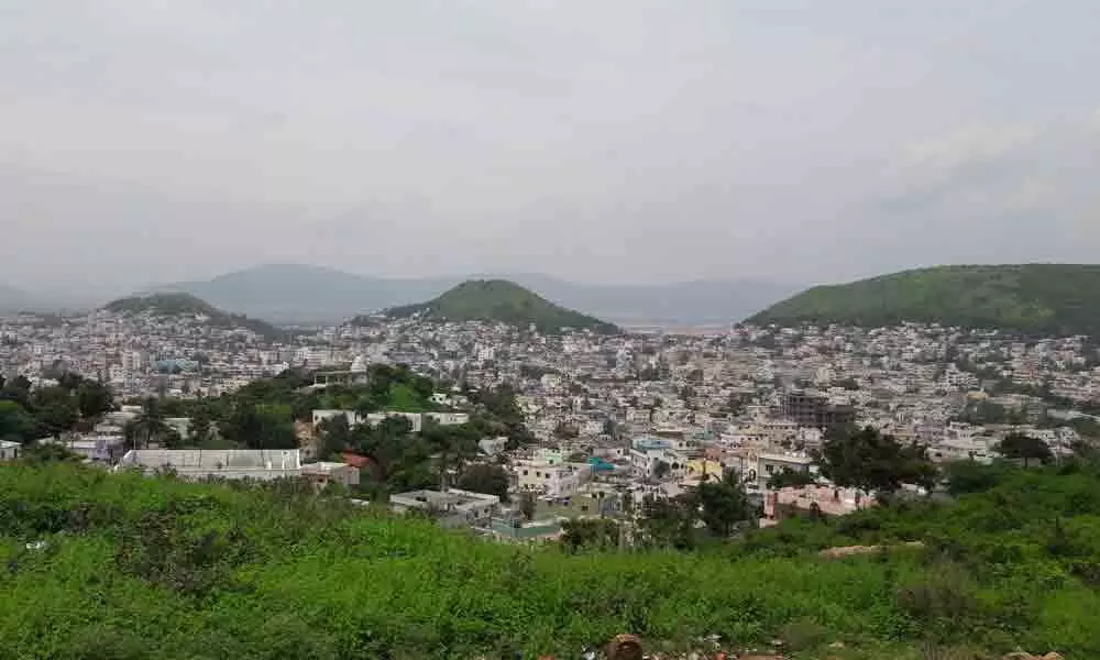 An aerial view of Visakhapatnam city