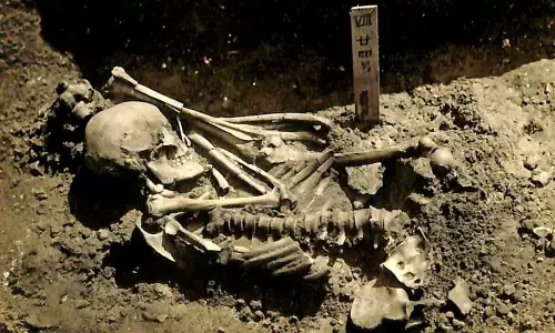 Original excavation photograph of Tsukumo No 24. Pic: Laboratory of Physical Anthropology, Kyoto University