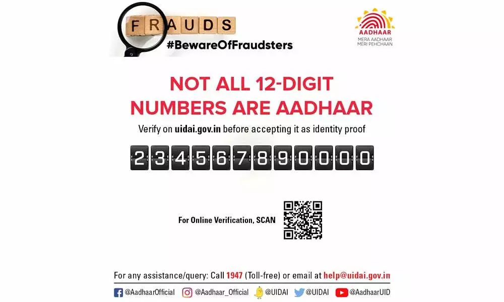 Beware Of Fraudsters Not All 12 Digit Numbers Are dhaar Please Verify Says Uidai