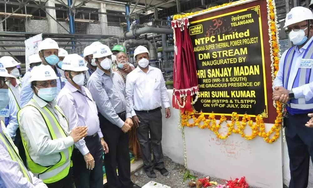 Sanjay Madan, RED (WR-II & South), NTPC, inaugurating DM Stream at Ramagundam plant on Sunday