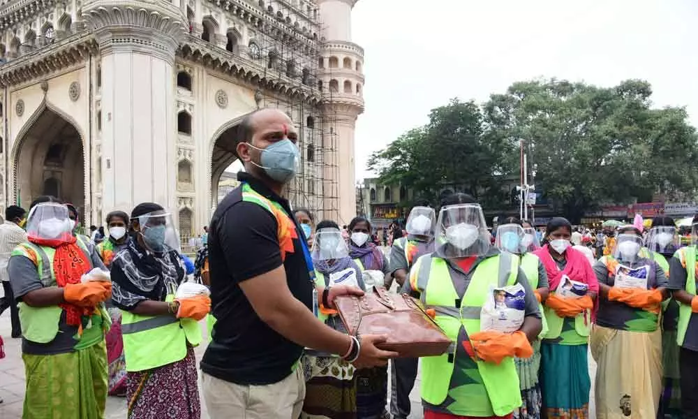 IXORA FM that provides maintenance and hygiene services in the city in collaboration with Greater Hyderabad Municipal Corporation (GHMC) felicitated the sanitation workers