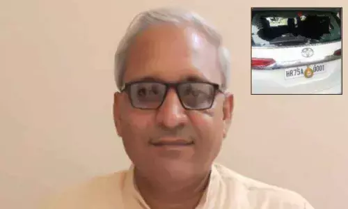 Haryana Deputy Speaker Ranbir Gangwa - Inset Pic Car after attack
