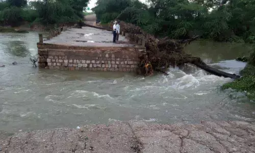 Flood water flow at Nallavagu Bridge