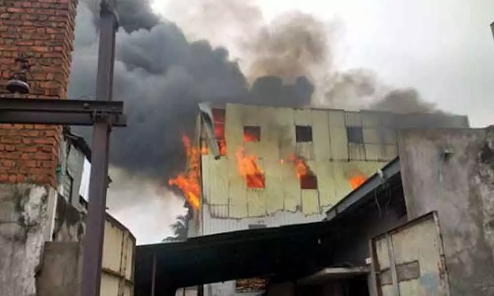 Fire breaks out plywood warehouse in Balanagar