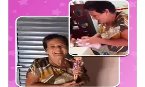 Granddaughter gifts her Grandmother By Barbie doll