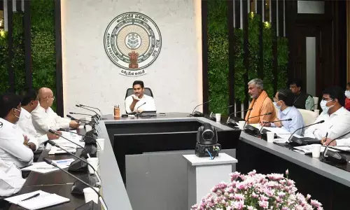 Chief Minister YS Jagan Mohan Reddy reviews Panchayat Raj and Rural Development at his camp office in Tadepalli on Tuesday