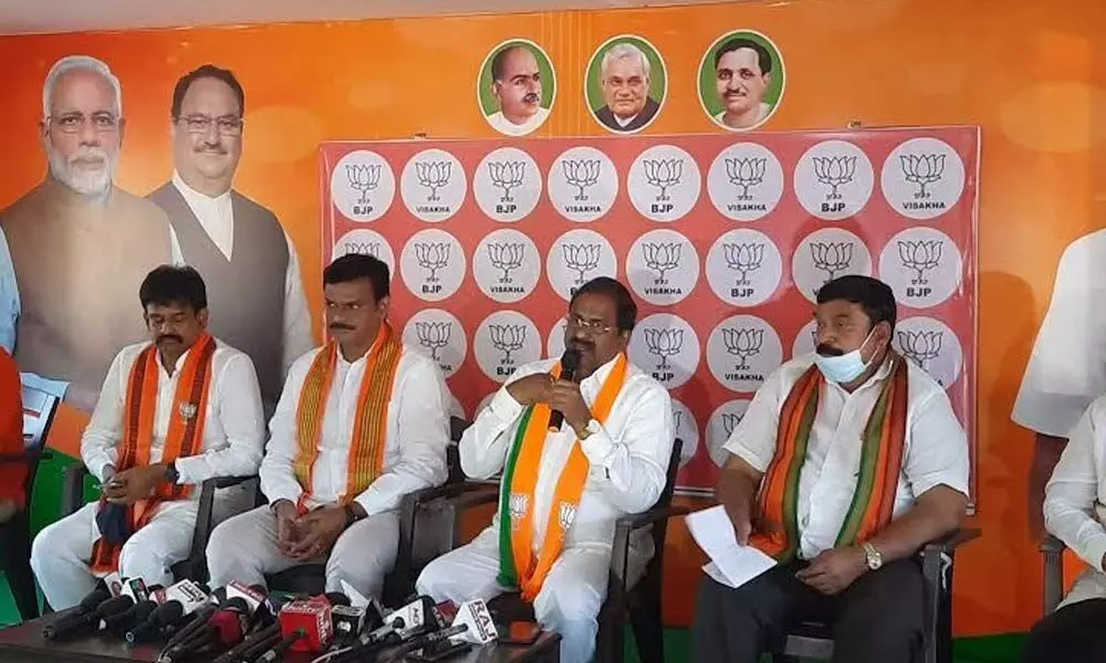 BJP State president Somu Veerraju speaking at a press conference in Visakhapatnam on Wednesday