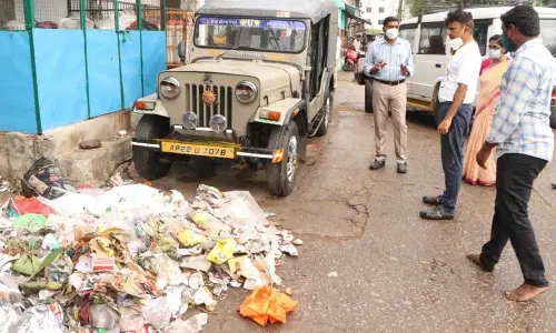 MCT Commissioner P S Girisha inspected the garbage piled up at various places and interacted with people in Tirupati on Wednesday. MCT Commissioner P S Girisha inspected the garbage piled up at various places and interacted with people in Tirupati on Wednesday.