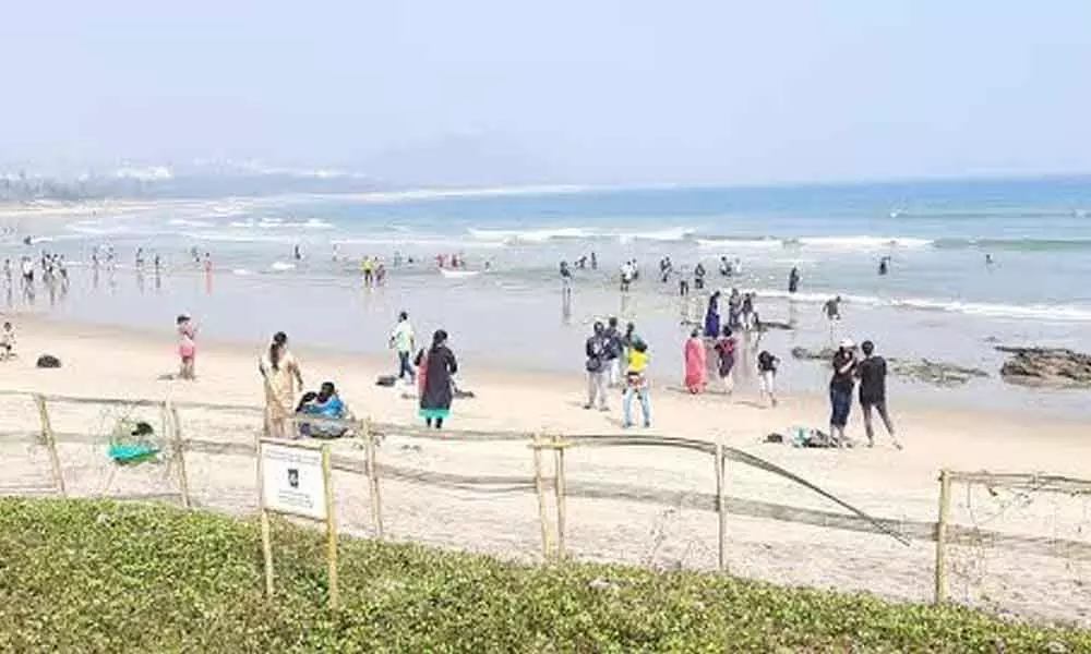 One of the crowded beach spots in Visakhapatnam