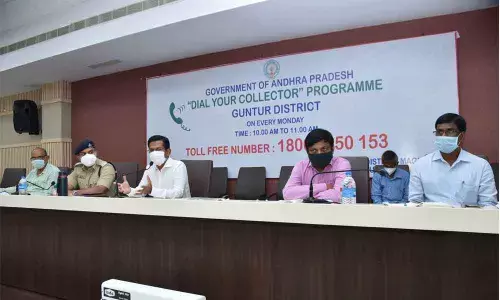 Joint Collector AS Dinesh Kumar addressing a meeting in Guntur on Friday. Guntur Urban SP Arif Hafeez also seen