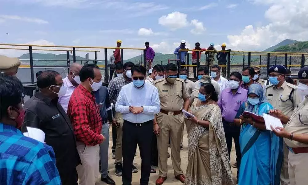 West Godavari District Collector Karthikeya Mishra and SP Rahul Dev on Saturday visit the Polavaram Project site to inspect arrangements for Chief Ministers visit