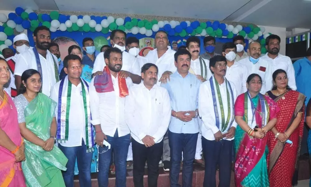 Nominated candidates who bagged niche posts in Visakhapatnam with Tourism Minister M Srinivasa Rao